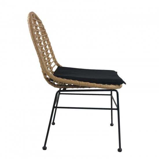 Καρέκλα Κήπου ArteLibre ACCIUS Φυσικό/Μαύρο Μέταλλο/Rattan 49x56x84cm