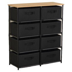 Συρταριέρα ArteLibre BARTELLI Με 8 Συρτάρια Μαύρο/Δρυς Μέταλλο/Non-Woven/Μοριοσανίδα 76x30x89cm
