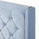 Κρεβάτι Διπλό ArteLibre ANNONA Γαλάζιο Βελούδο 217x175x117.5cm (Στρώμα 160x200cm)