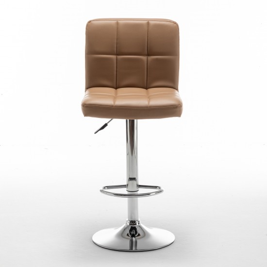 Σκαμπό Bar ArteLibre DIN Με Πλάτη Πτυσσόμενο Cappuccino PVC/Μέταλλο 44x50x92-113cm