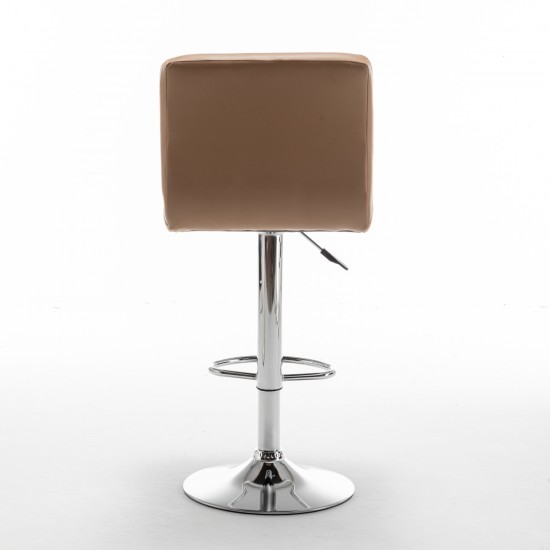 Σκαμπό Bar ArteLibre DIN Με Πλάτη Πτυσσόμενο Cappuccino PVC/Μέταλλο 44x50x92-113cm