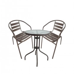Σετ Τραπεζαρία Κήπου ArteLibre EARTH Μέταλλο Καφέ Με 2 Πολυθρόνες