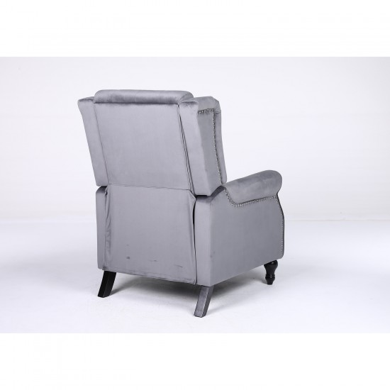 Πολυθρόνα Ανακλινόμενη ArteLibre ALNAIR Γκρι Βελούδο 78x85x104cm