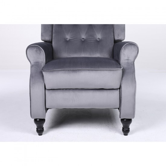 Πολυθρόνα Ανακλινόμενη ArteLibre ALNAIR Γκρι Βελούδο 78x85x104cm