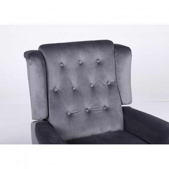 Πολυθρόνα Ανακλινόμενη ArteLibre ALNAIR Γκρι Βελούδο 78x85x104cm