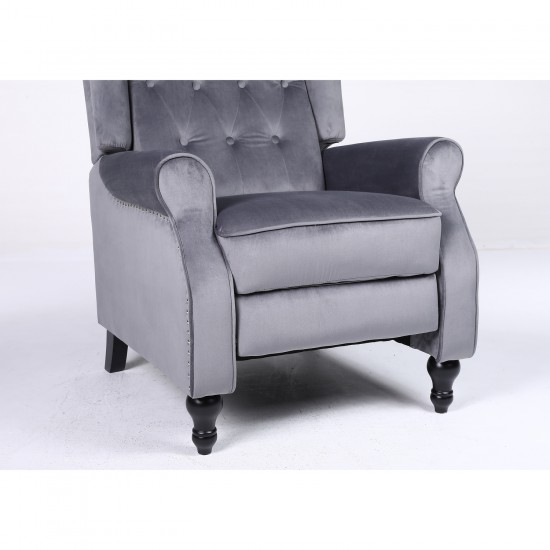 Πολυθρόνα Ανακλινόμενη ArteLibre ALNAIR Γκρι Βελούδο 78x85x104cm