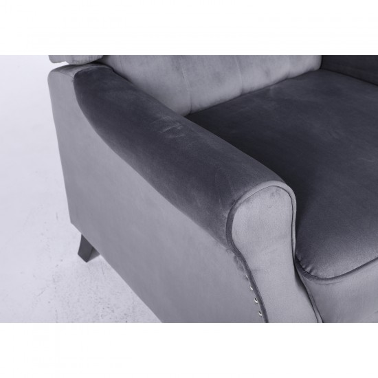 Πολυθρόνα Ανακλινόμενη ArteLibre ALNAIR Γκρι Βελούδο 78x85x104cm