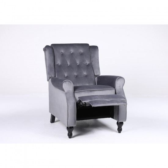 Πολυθρόνα Ανακλινόμενη ArteLibre ALNAIR Γκρι Βελούδο 78x85x104cm