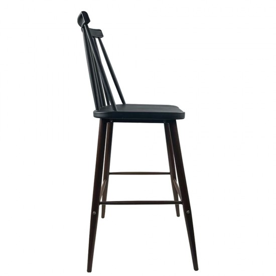 Σκαμπό Bar ArteLibre MARANTA Μαύρο/Καρυδί PP/Μέταλλο 45x46x97cm