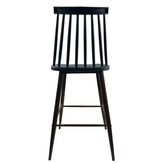 Σκαμπό Bar ArteLibre MARANTA Μαύρο/Καρυδί PP/Μέταλλο 45x46x97cm