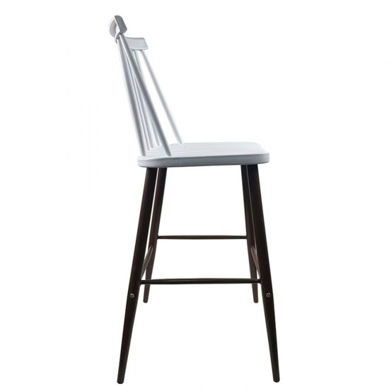 Σκαμπό Bar ArteLibre MARANTA Λευκό/Καρυδί PP/Μέταλλο 45x46x97cm