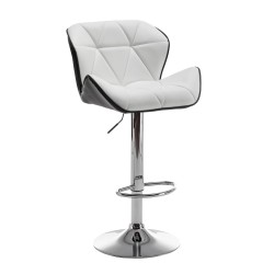 Σκαμπό Bar ArteLibre DRASH Με Πλάτη Πτυσσόμενο Λευκό/Μαύρο PU/Μέταλλο 54x52x87-109cm