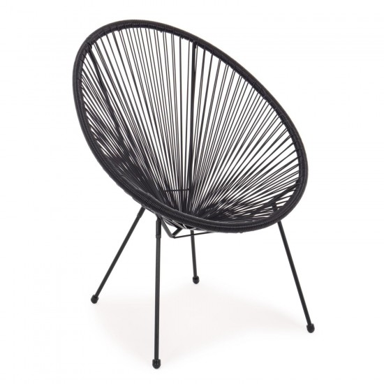 Πολυθρόνα ArteLibre Rattan Saturn Μαύρο 72x78x89cm