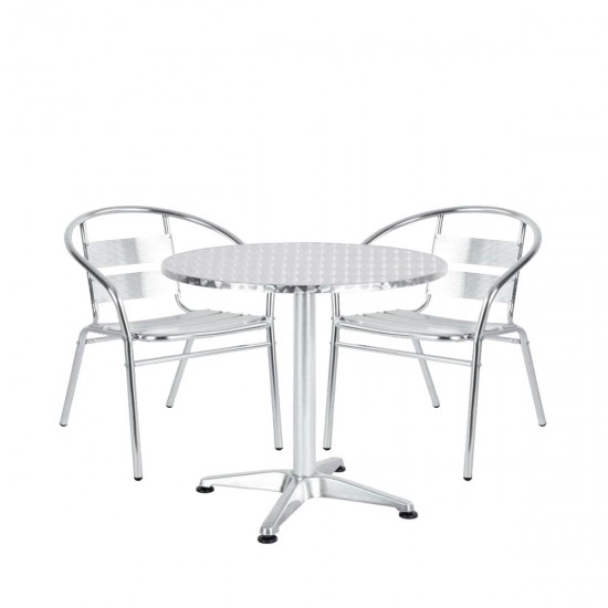 Σετ Τραπεζαρία Κήπου ArteLibre IO Αλουμίνιο Ασημί Με 2 Πολυθρόνες 14990094