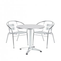 Σετ Τραπεζαρία Κήπου ArteLibre IO Αλουμίνιο Ασημί Με 2 Πολυθρόνες 14990094