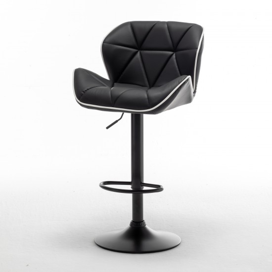 Σκαμπό Bar ArteLibre DRASH Με Πλάτη Πτυσσόμενο Μαύρο PU/Μέταλλο 54x52x87-109cm