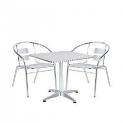 Σετ Τραπεζαρία Κήπου ArteLibre CALLISTO Αλουμίνιο Ασημί Με 2 Πολυθρόνες 14990102