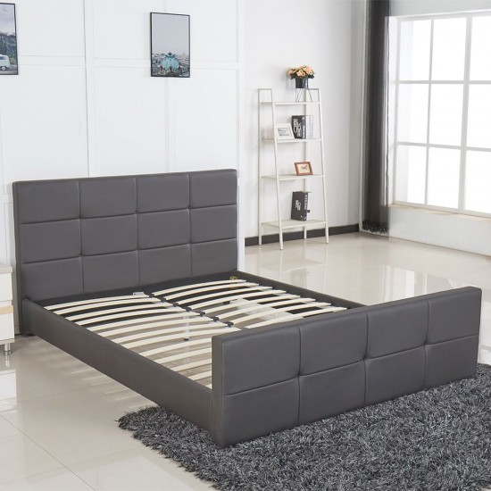 Κρεβάτι ArteLibre ANEMONE Γκρι PU 216x160.5x93cm (Στρώμα 150x200cm)