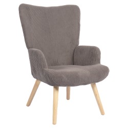 Πολυθρόνα ArteLibre LIRA Γκρι Ύφασμα Κοτλέ/Ξύλο 94.5x64x70.5cm