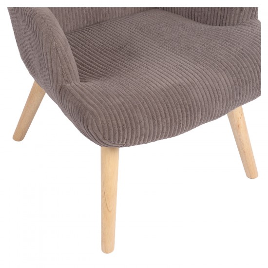 Πολυθρόνα ArteLibre LIRA Γκρι Ύφασμα Κοτλέ/Ξύλο 94.5x64x70.5cm