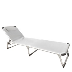 Ξαπλώστρα Παραλίας ArteLibre RENOA Λευκό/Ασημί Αλουμίνιο/Textilene 188x58x28/80cm