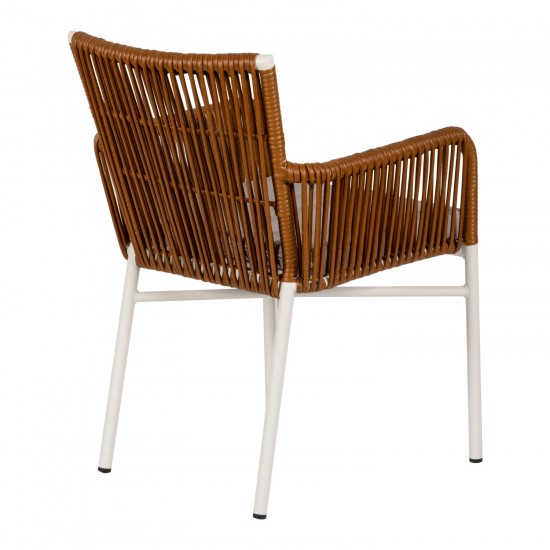 Πολυθρόνα Κήπου ArteLibre BLUENILE Λευκό/Καφέ Αλουμίνιο/Rattan 49x42x81cm
