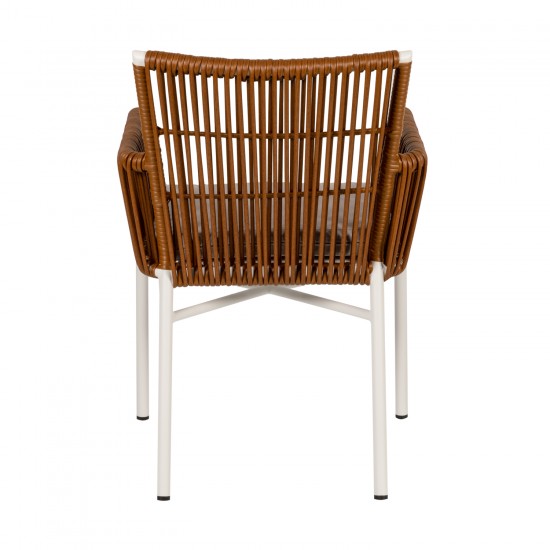 Πολυθρόνα Κήπου ArteLibre BLUENILE Λευκό/Καφέ Αλουμίνιο/Rattan 49x42x81cm