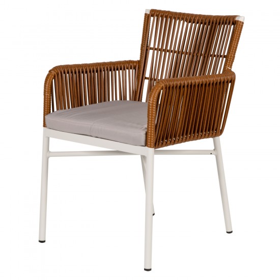 Πολυθρόνα Κήπου ArteLibre BLUENILE Λευκό/Καφέ Αλουμίνιο/Rattan 49x42x81cm
