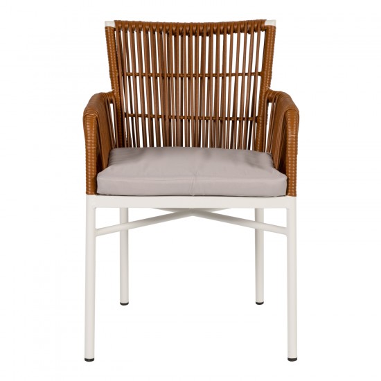 Πολυθρόνα Κήπου ArteLibre BLUENILE Λευκό/Καφέ Αλουμίνιο/Rattan 49x42x81cm