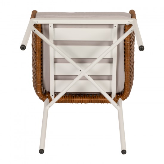 Πολυθρόνα Κήπου ArteLibre BLUENILE Λευκό/Καφέ Αλουμίνιο/Rattan 49x42x81cm