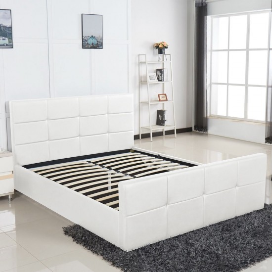 Κρεβάτι ArteLibre ANEMONE Λευκό PU Με Αποθηκευτικό Χώρο 217.5x170.5x100cm (Στρώμα 160x200cm)