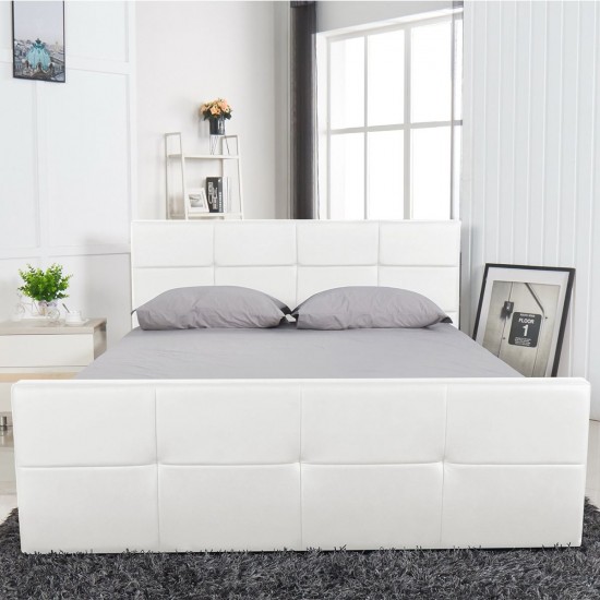 Κρεβάτι ArteLibre ANEMONE Λευκό PU Με Αποθηκευτικό Χώρο 217.5x170.5x100cm (Στρώμα 160x200cm)