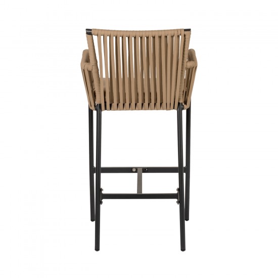 Σκαμπό ArteLibre KINTAMPO Μπεζ/Μαύρο Αλουμίνιο/Rattan 55x58x108cm
