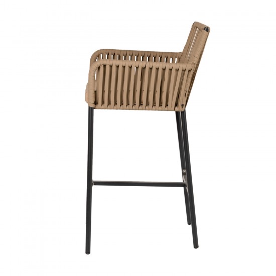 Σκαμπό ArteLibre KINTAMPO Μπεζ/Μαύρο Αλουμίνιο/Rattan 55x58x108cm