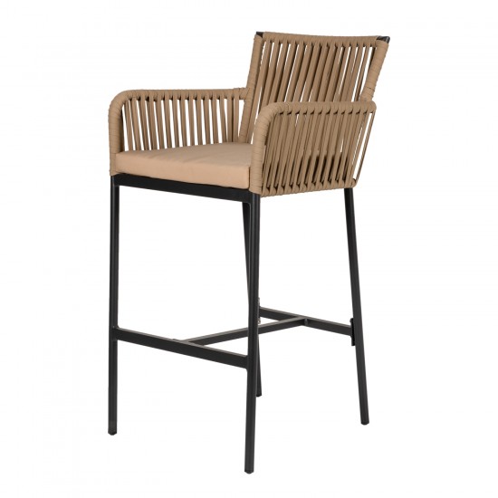 Σκαμπό ArteLibre KINTAMPO Μπεζ/Μαύρο Αλουμίνιο/Rattan 55x58x108cm