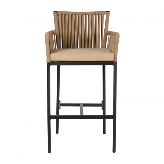 Σκαμπό ArteLibre KINTAMPO Μπεζ/Μαύρο Αλουμίνιο/Rattan 55x58x108cm