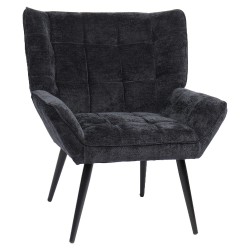 Πολυθρόνα ArteLibre TIVA Μαύρο Ύφασμα Σενίλ/Μέταλλο 84x78x77cm