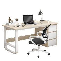 Γραφείο ArteLibre MERGELLUS Φυσικό/Λευκό MDF/Μέταλλο 120x50x74cm