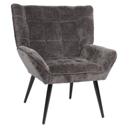Πολυθρόνα ArteLibre TIVA Γκρι Σκούρο Ύφασμα Σενίλ/Μέταλλο 84x78x77cm