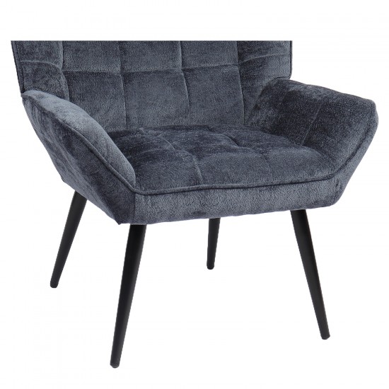 Πολυθρόνα ArteLibre TIVA Μπλε Ύφασμα Σενίλ/Μέταλλο 84x78x77cm