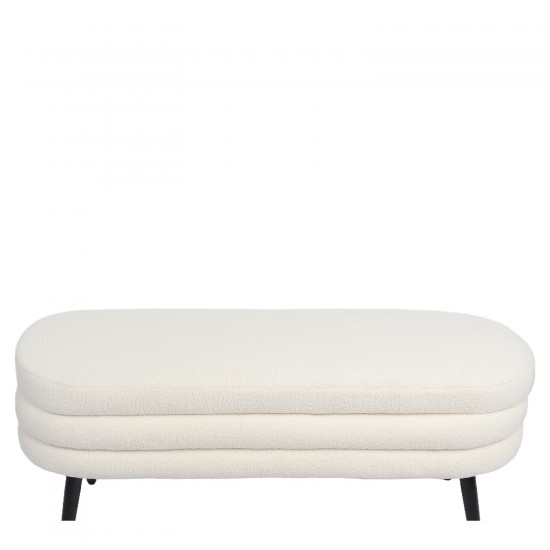 Παγκάκι Ottoman ArteLibre TONDO Λευκό Ύφασμα Teddy/Μέταλλο 42x112x44cm