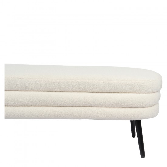 Παγκάκι Ottoman ArteLibre TONDO Λευκό Ύφασμα Teddy/Μέταλλο 42x112x44cm
