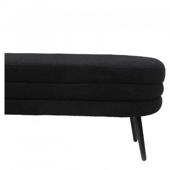 Παγκάκι Ottoman ArteLibre TONDO Μαύρο Ύφασμα Teddy/Μέταλλο 42x112x44cm