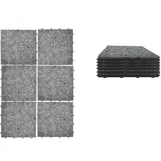 Πλακάκια Δαπέδου Μαύρο Πέτρα 30.5x30.5x2cm 6Τμχ