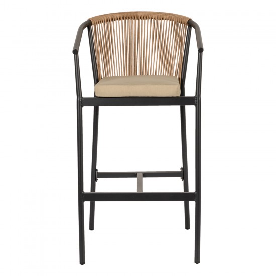 Σκαμπό ArteLibre MANDRAKA Μαύρο/Φυσικό Αλουμίνιο/Rattan 56x63x108cm