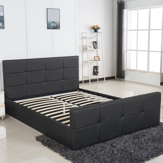 Κρεβάτι ArteLibre ANEMONE Μαύρο PU Με Αποθηκευτικό Χώρο 217.5x170.5x100cm(Στρώμα 160x200cm)