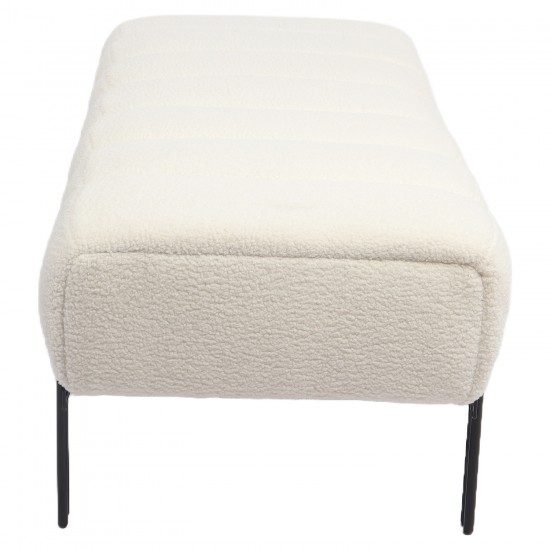 Παγκάκι Ottoman ArteLibre KUBO Λευκό Ύφασμα Teddy/Μέταλλο 40x116.5x50cm