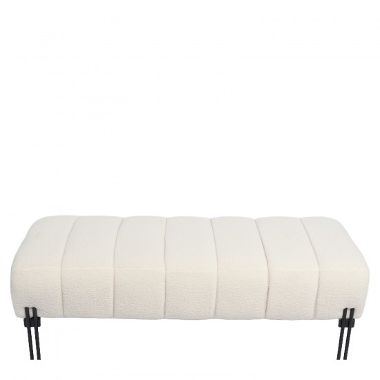 Παγκάκι Ottoman ArteLibre KUBO Λευκό Ύφασμα Teddy/Μέταλλο 40x116.5x50cm