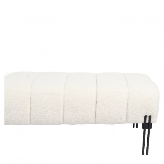 Παγκάκι Ottoman ArteLibre KUBO Λευκό Ύφασμα Teddy/Μέταλλο 40x116.5x50cm