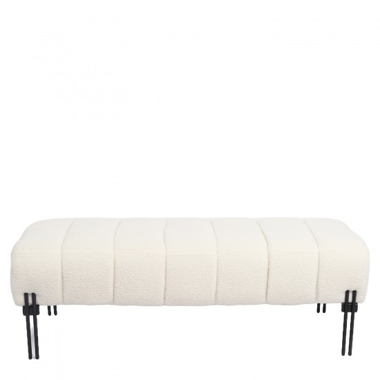 Παγκάκι Ottoman ArteLibre KUBO Λευκό Ύφασμα Teddy/Μέταλλο 40x116.5x50cm